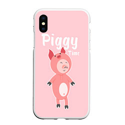 Чехол iPhone XS Max матовый Piggy Time, цвет: 3D-белый