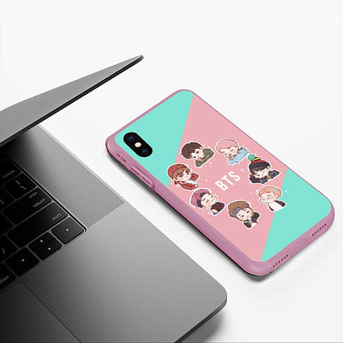 Чехол iPhone XS Max матовый BTS Boys / 3D-Розовый – фото 3