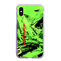 Чехол iPhone XS Max матовый Cyberpunk 2077: Green Breaks, цвет: 3D-светло-сиреневый