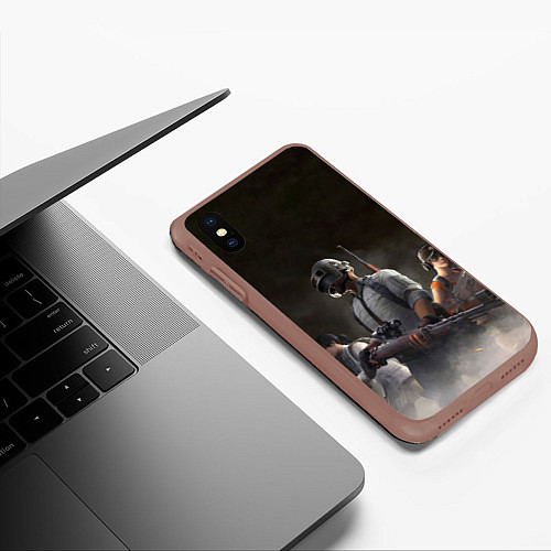 Чехол iPhone XS Max матовый PUBG Soldier / 3D-Коричневый – фото 3