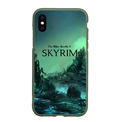 Чехол iPhone XS Max матовый SKYRIM, цвет: 3D-темно-зеленый