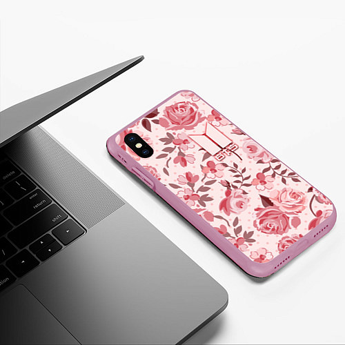 Чехол iPhone XS Max матовый BTS: Pink Roses / 3D-Розовый – фото 3