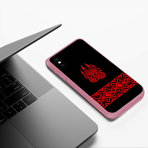 Чехол iPhone XS Max матовый Печать Велеса / 3D-Малиновый – фото 3
