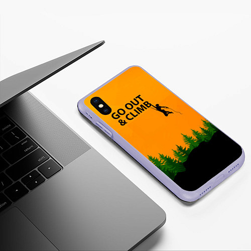 Чехол iPhone XS Max матовый Go Out & Climb / 3D-Светло-сиреневый – фото 3