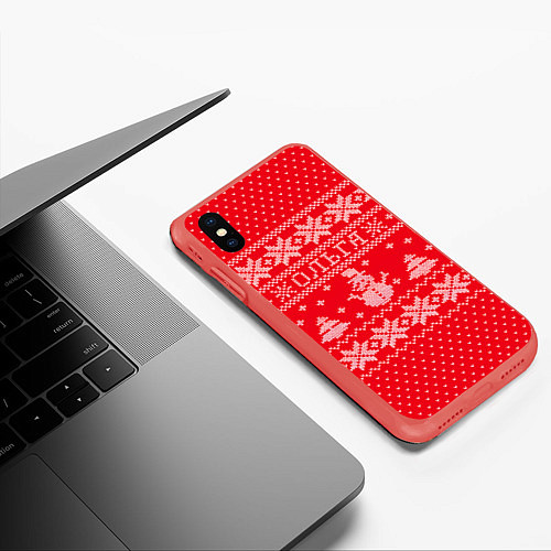 Чехол iPhone XS Max матовый Новогодняя Ольга / 3D-Красный – фото 3