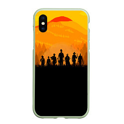 Чехол iPhone XS Max матовый Red Dead Redemption: Orange Sun, цвет: 3D-салатовый