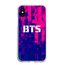 Чехол iPhone XS Max матовый BTS: Blue & Pink Neon