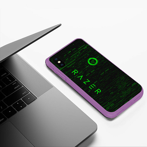 Чехол iPhone XS Max матовый RAZER / 3D-Фиолетовый – фото 3