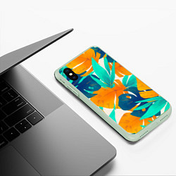 Чехол iPhone XS Max матовый Лазурные тропики, цвет: 3D-салатовый — фото 2