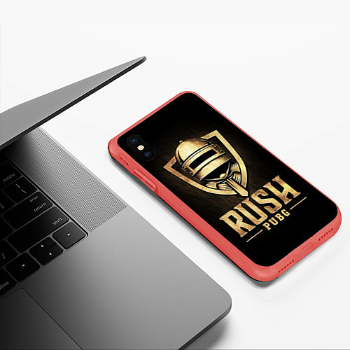 Чехол iPhone XS Max матовый Rush PUBG / 3D-Красный – фото 3