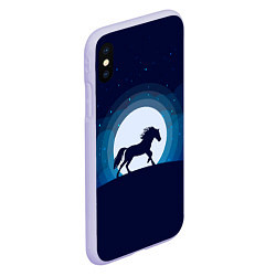 Чехол iPhone XS Max матовый Лошадь под луной, цвет: 3D-светло-сиреневый — фото 2