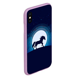Чехол iPhone XS Max матовый Лошадь под луной, цвет: 3D-сиреневый — фото 2