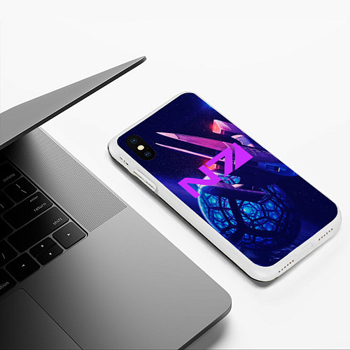 Чехол iPhone XS Max матовый N7: Neon Space / 3D-Белый – фото 3