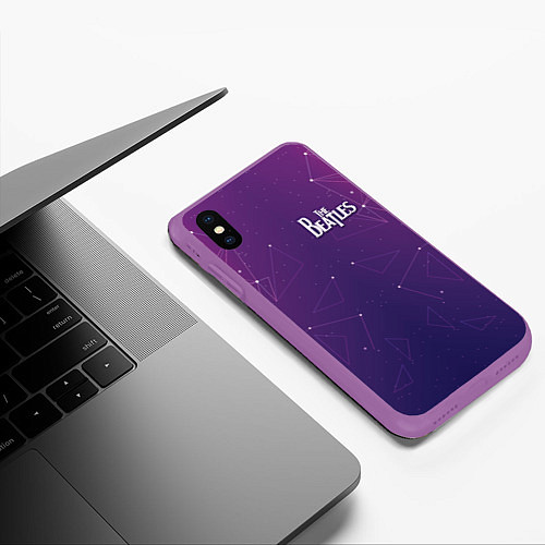 Чехол iPhone XS Max матовый The Beatles: Neon Style / 3D-Фиолетовый – фото 3