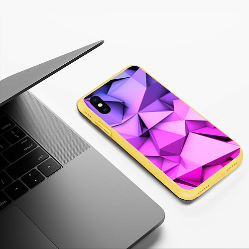 Чехол iPhone XS Max матовый ABSTRACTION SHAPE / 3D-Желтый – фото 3