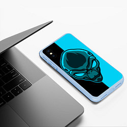 Чехол iPhone XS Max матовый Space Alien, цвет: 3D-голубой — фото 2