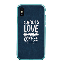 Чехол iPhone XS Max матовый Ghouls Love Coffee, цвет: 3D-мятный