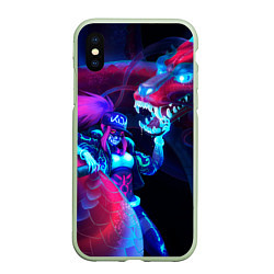 Чехол iPhone XS Max матовый Akali KDA, цвет: 3D-салатовый