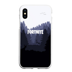 Чехол iPhone XS Max матовый Fortnite: Dark Forest, цвет: 3D-белый