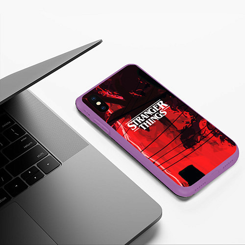 Чехол iPhone XS Max матовый Stranger Things: Red Dream / 3D-Фиолетовый – фото 3