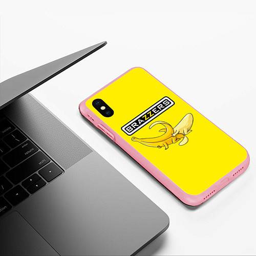 Чехол iPhone XS Max матовый Brazzers: Yellow Banana / 3D-Баблгам – фото 3