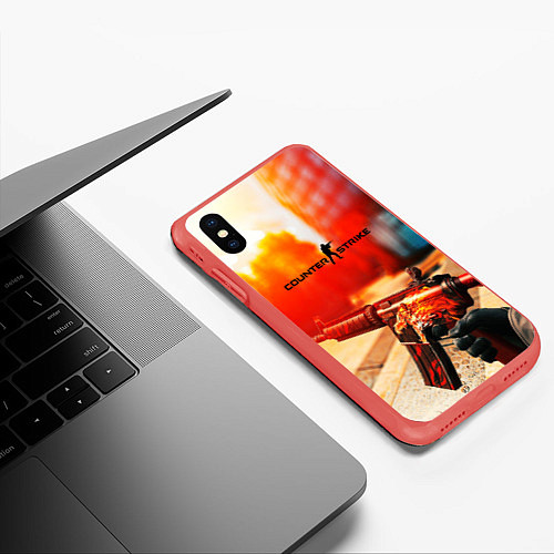 Чехол iPhone XS Max матовый Counter Strike: Dragon M16 / 3D-Красный – фото 3