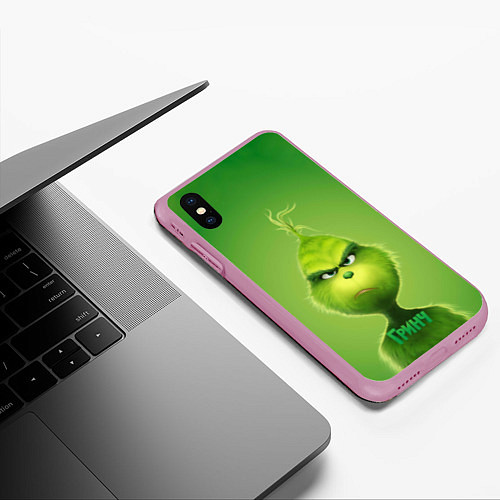Чехол iPhone XS Max матовый Гринч / 3D-Розовый – фото 3