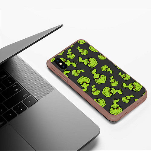 Чехол iPhone XS Max матовый The Grinch / 3D-Коричневый – фото 3