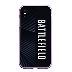 Чехол iPhone XS Max матовый BATTLEFIELD: Black Style, цвет: 3D-сиреневый