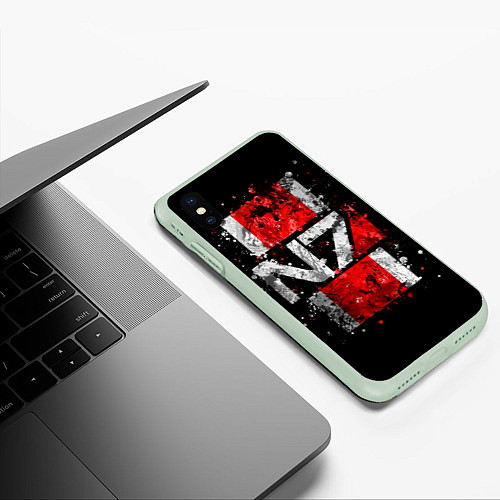 Чехол iPhone XS Max матовый Mass Effect N7 / 3D-Салатовый – фото 3