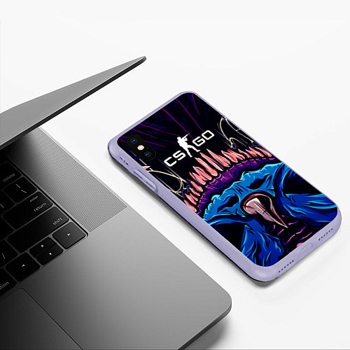 Чехол iPhone XS Max матовый CS:GO Hyper Beast Skin / 3D-Светло-сиреневый – фото 3