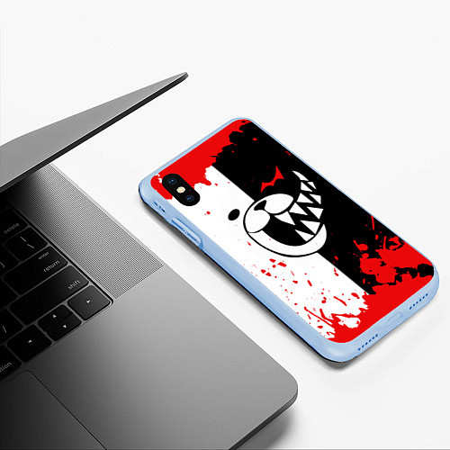 Чехол iPhone XS Max матовый MONOKUMA Blood / 3D-Голубой – фото 3