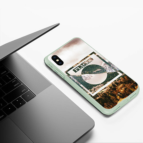 Чехол iPhone XS Max матовый Places / 3D-Салатовый – фото 3