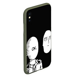 Чехол iPhone XS Max матовый Saitama: One-Punch Man, цвет: 3D-темно-зеленый — фото 2