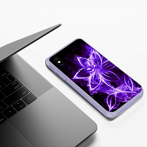 Чехол iPhone XS Max матовый Цветок Тьмы / 3D-Светло-сиреневый – фото 3