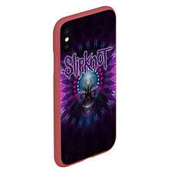Чехол iPhone XS Max матовый Slipknot: Neon Skull, цвет: 3D-красный — фото 2