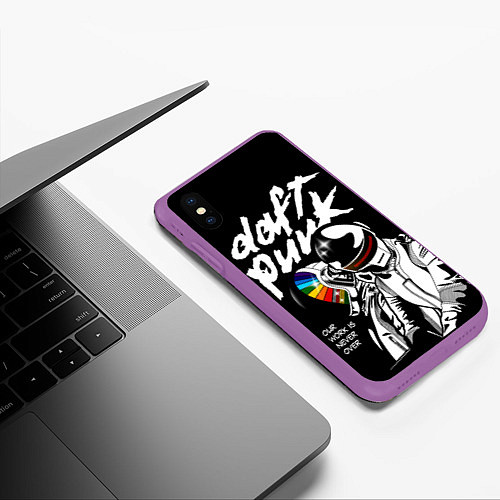 Чехол iPhone XS Max матовый Daft Punk: Our work is never over / 3D-Фиолетовый – фото 3