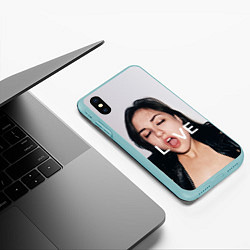 Чехол iPhone XS Max матовый Sasha Grey: LOVE, цвет: 3D-мятный — фото 2