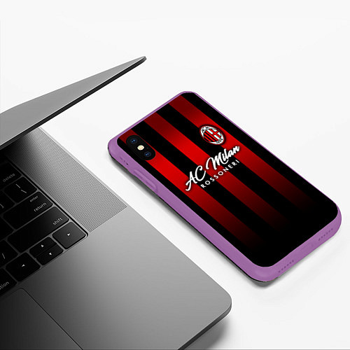 Чехол iPhone XS Max матовый AC Milan / 3D-Фиолетовый – фото 3