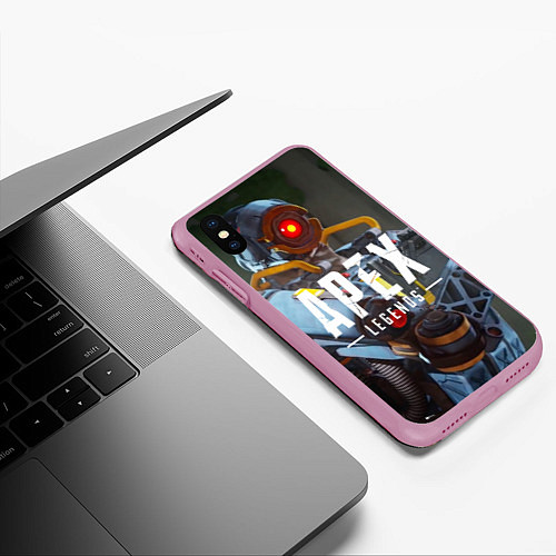 Чехол iPhone XS Max матовый Apex Legends: Robot / 3D-Розовый – фото 3