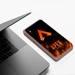 Чехол iPhone XS Max матовый Apex Legends: Orange Flame, цвет: 3D-коричневый — фото 2