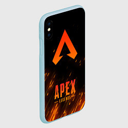 Чехол iPhone XS Max матовый Apex Legends: Orange Flame, цвет: 3D-голубой — фото 2