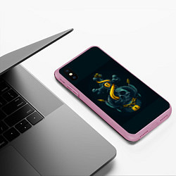 Чехол iPhone XS Max матовый Череп и золотой якорь, цвет: 3D-розовый — фото 2