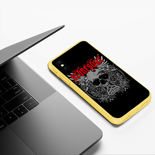 Чехол iPhone XS Max матовый Stone Sour: Dark Skull / 3D-Желтый – фото 3