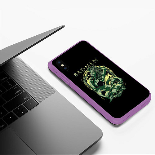 Чехол iPhone XS Max матовый Badmen / 3D-Фиолетовый – фото 3