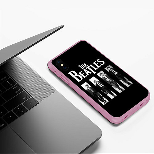 Чехол iPhone XS Max матовый The Beatles: Black Side / 3D-Розовый – фото 3