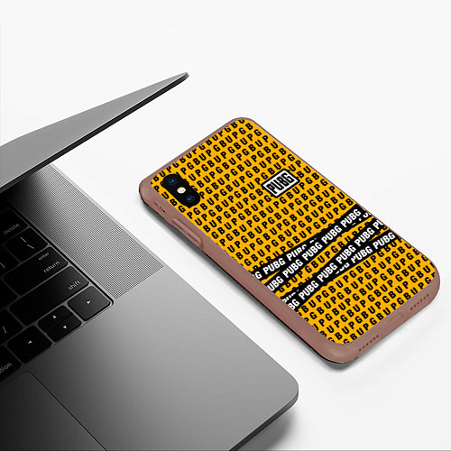 Чехол iPhone XS Max матовый PUBG Life: Yellow Style / 3D-Коричневый – фото 3