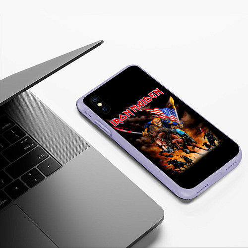Чехол iPhone XS Max матовый Iron Maiden: USA Warriors / 3D-Светло-сиреневый – фото 3