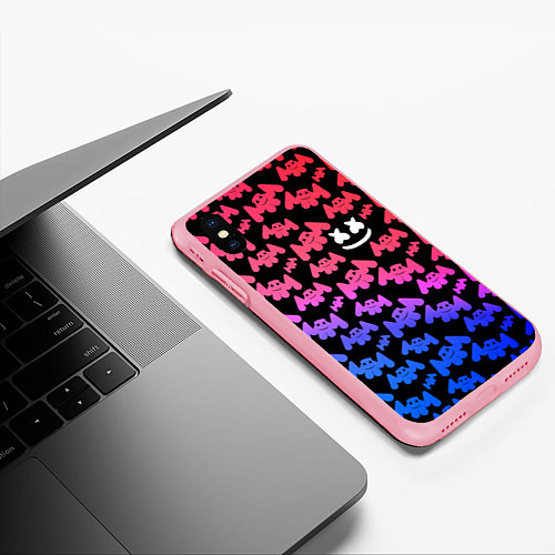 Чехол iPhone XS Max матовый Marshmello: Pink & Violet / 3D-Баблгам – фото 3