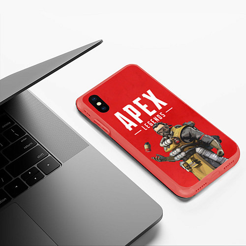 Чехол iPhone XS Max матовый Apex Legends: Red Caustic / 3D-Красный – фото 3